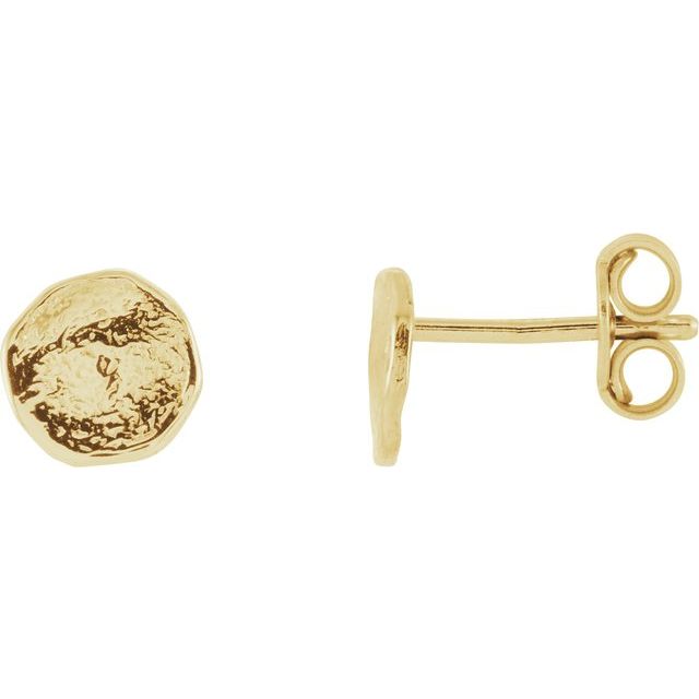 14K Yellow Textured Stud Earrings