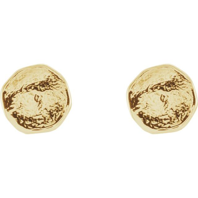 14K Yellow Textured Stud Earrings