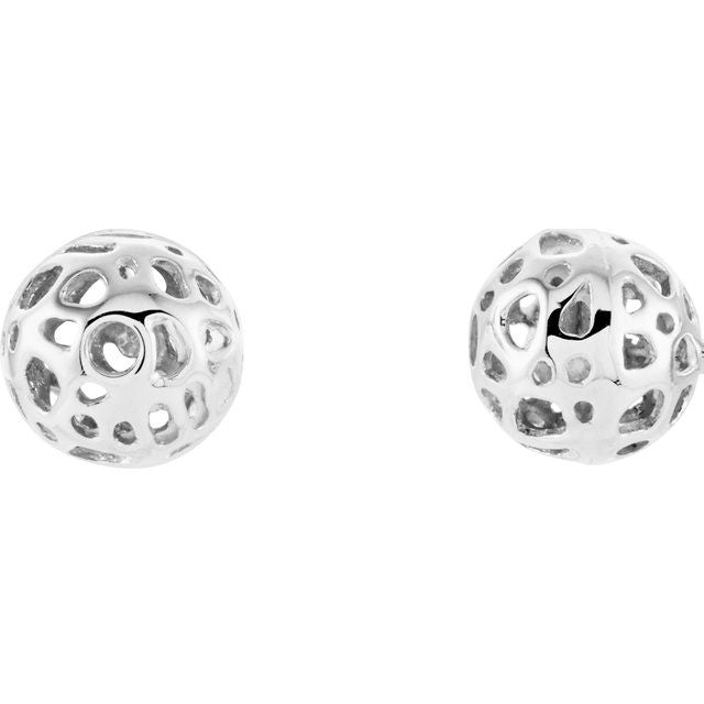 14K White Ball Earrings