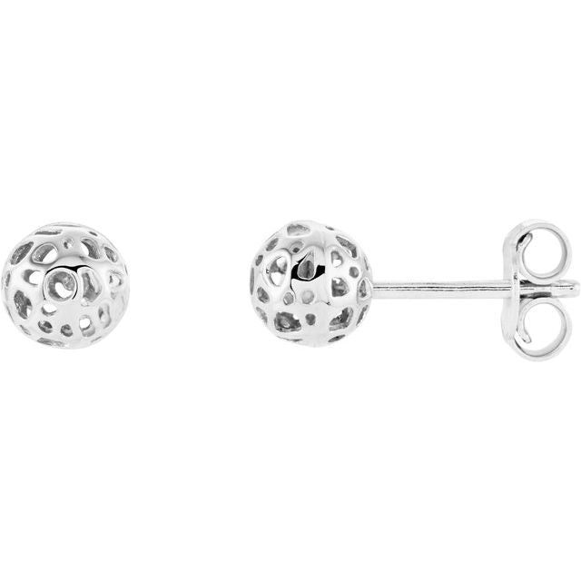 14K White Ball Earrings