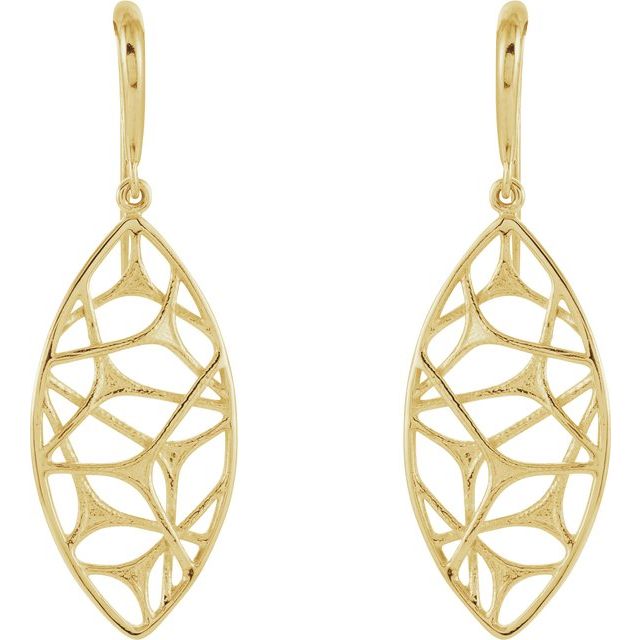 14K Yellow Web Dangle Earrings