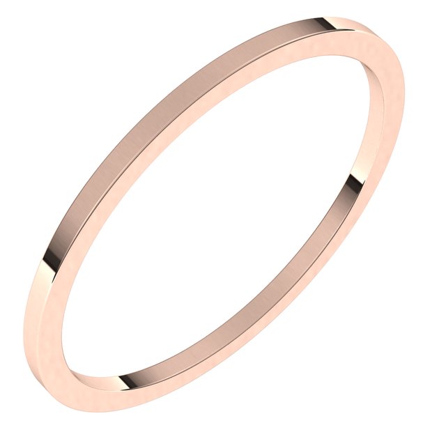 14k Rose 1 Mm Flat Band Size 7