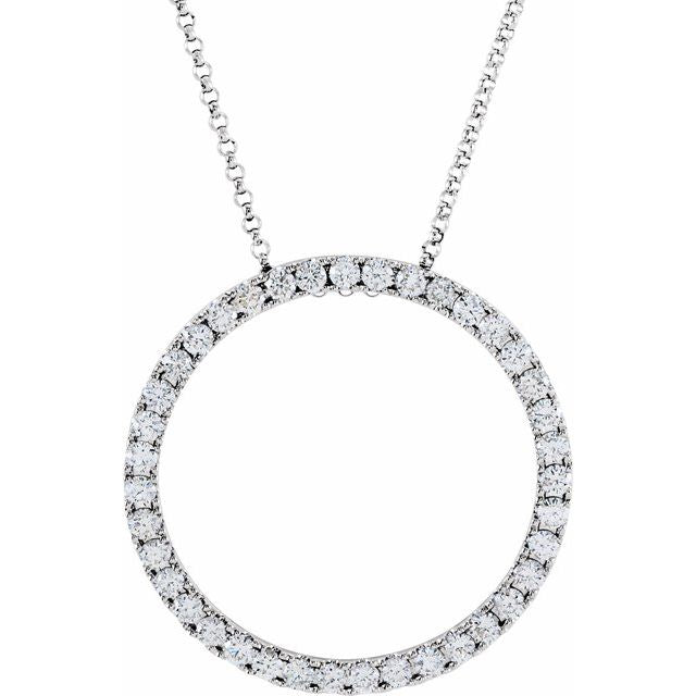 14K White 1 CTW Natural Diamond Circle 18' Necklace