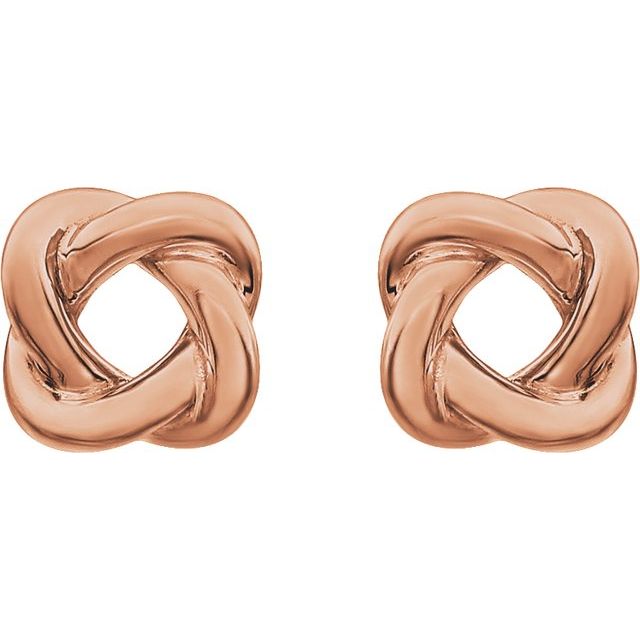14K Rose 7x7 mm Knot Earrings