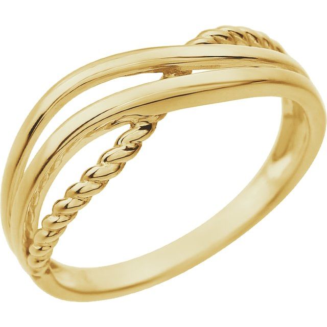 14k Yellow Rope Criss-cross Ring
