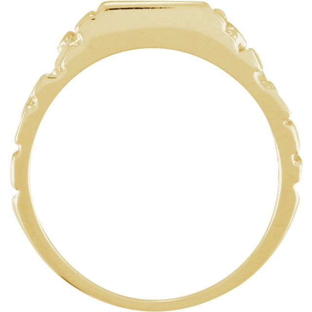 14k Yellow 9 Mm Square Nugget Signet Ring
