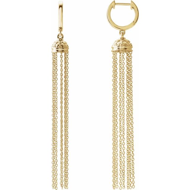 14k Yellow 56 Mm Hinged Hoop Chain Earrings