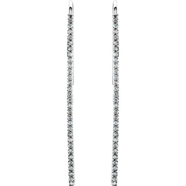 14K White 1/4 CTW Natural Diamond Vertical Bar Earrings