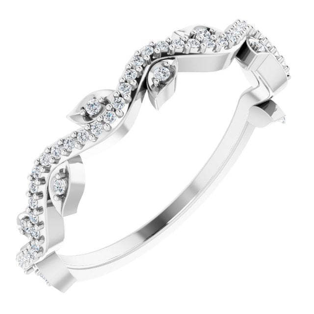 14k White 1/6 Ctw Natural Diamond Leaf Ring