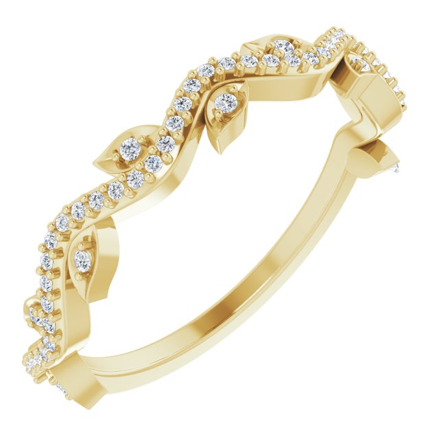 14k Yellow 1/6 Ctw Natural Diamond Leaf Ring