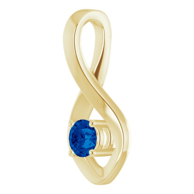 14k Yellow 4 Mm Round Natural Blue Sapphire Pendant