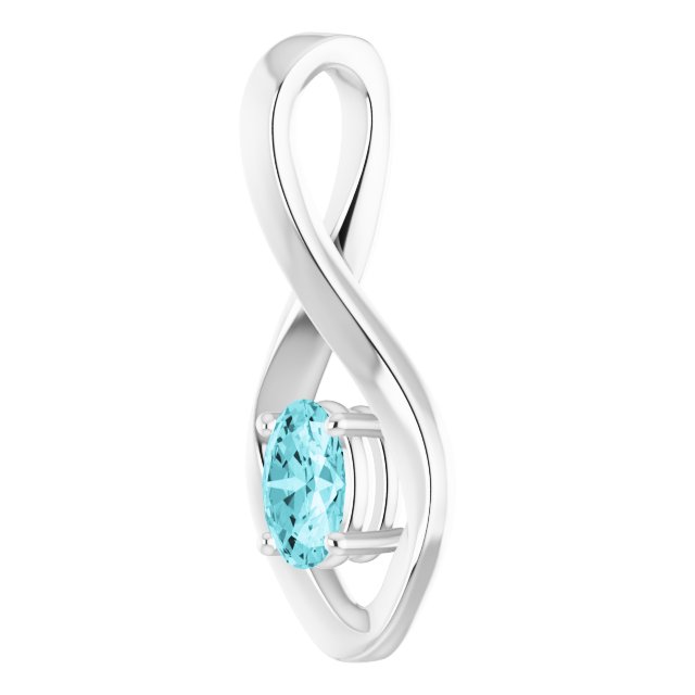 14k White 6x4 Mm Oval Natural Blue Zircon Pendant