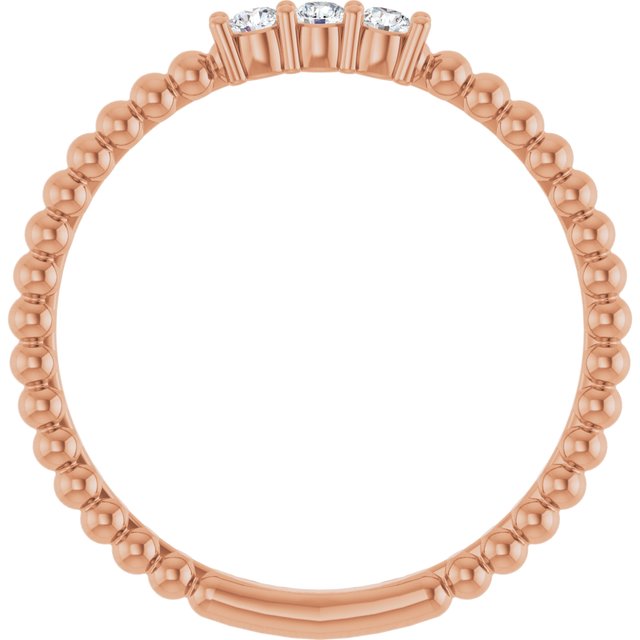 14k Rose 1/10 Ctw Natural Diamond Beaded Ring