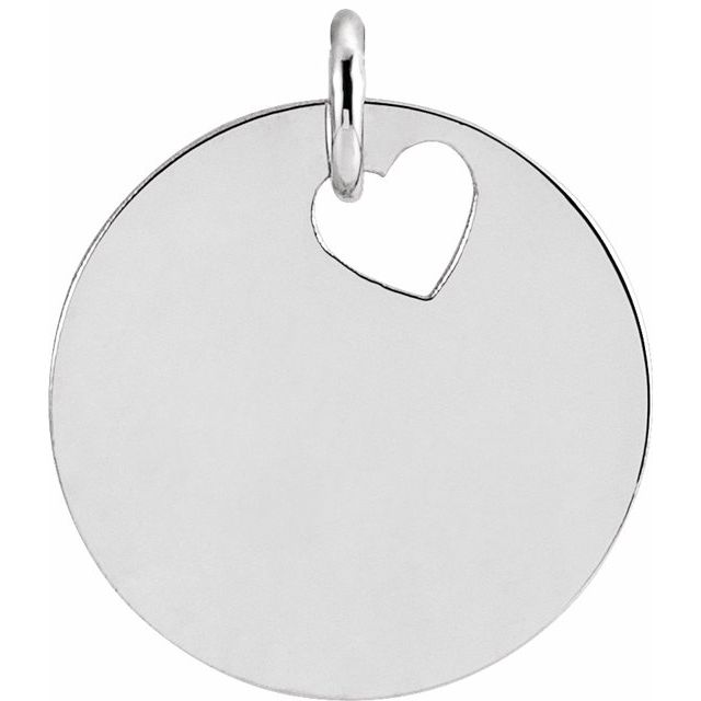 Sterling Silver Pierced Heart 15 mm Disc Pendant