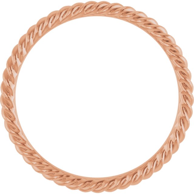14k Rose 1.3 Mm Skinny Rope Band Size 7