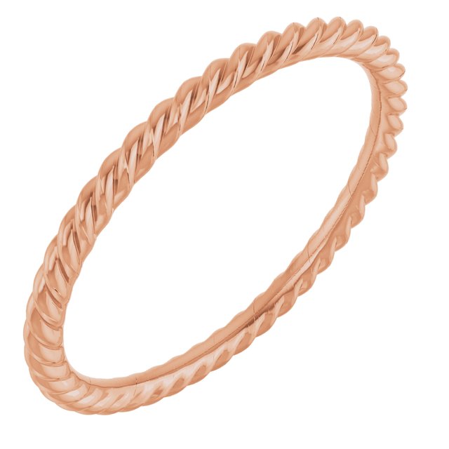 14k Rose 1.3 Mm Skinny Rope Band Size 7