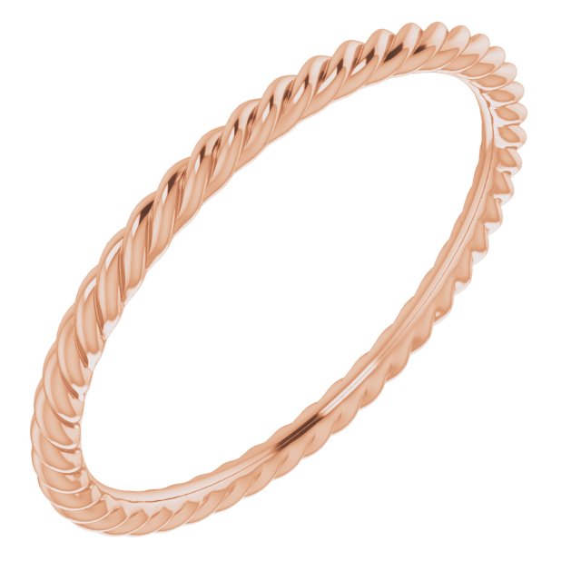 14k Rose 1.3 Mm Skinny Rope Band Size 7.5