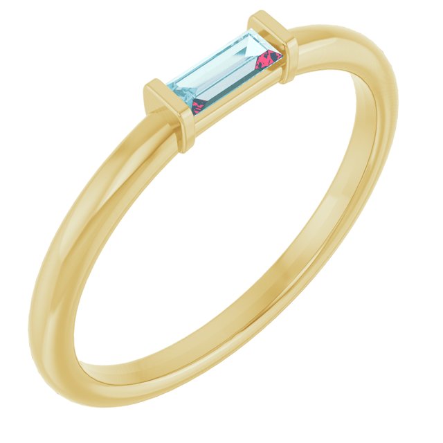 14k Yellow Natural Sky Blue Topaz Stackable Ring