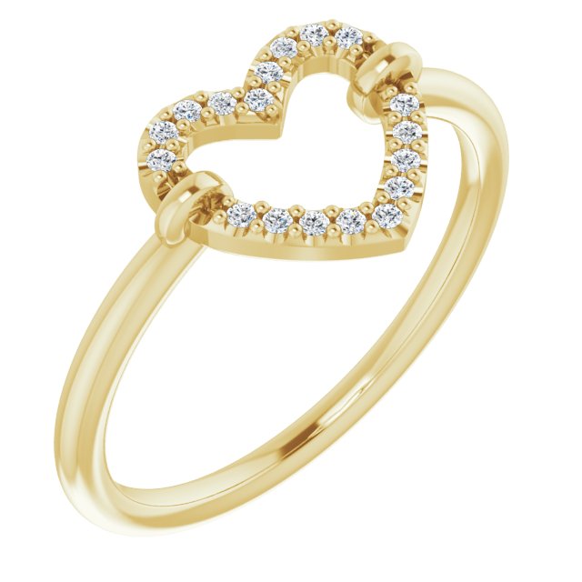14k Yellow .07 Ctw Natural Diamond Heart Ring