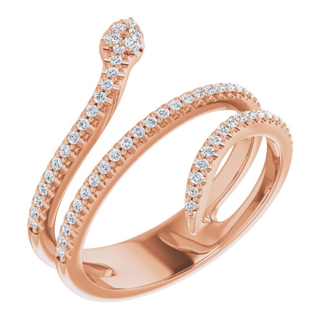 14k Rose 1/3 Ctw Natural Diamond Snake Ring