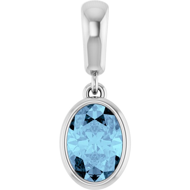 14k White Natural Aquamarine Pendant