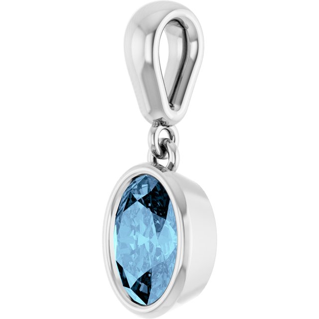 14k White Natural Aquamarine Pendant