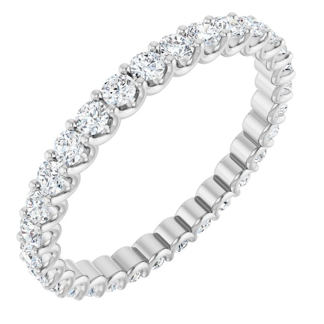 14k White 9/10 Ctw Natural Diamond Eternity Band Size 7