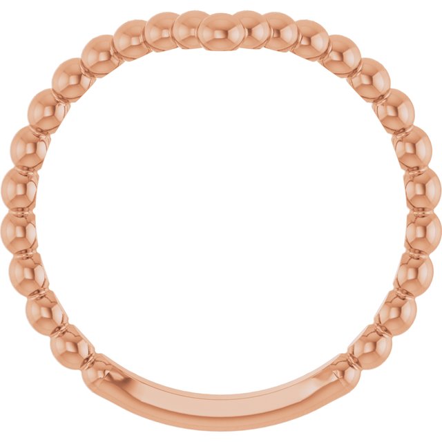 14K Rose Beaded Stackable V Ring