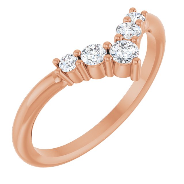 14k Rose 1/4 Ctw Natural Diamond Graduated V Ring