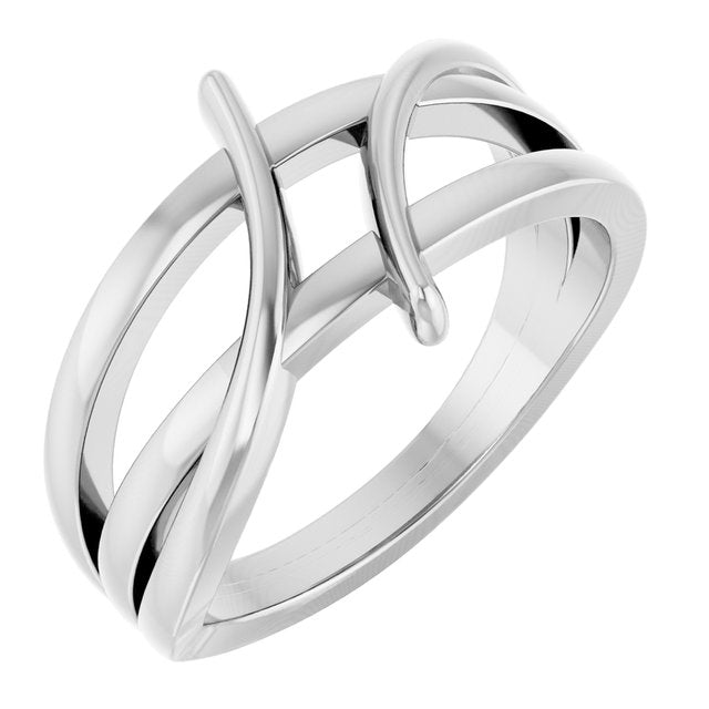 Sterling Silver 12.4 Mm Freeform Bypass Ring