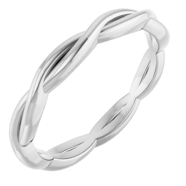 14k White 2.2 Mm Woven-design Band Size 7