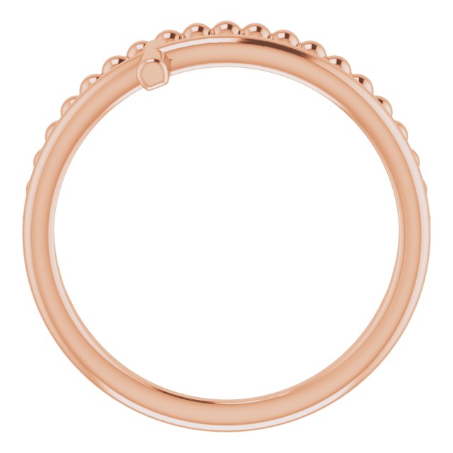 14k Rose Negative Space & Beaded Cross Ring