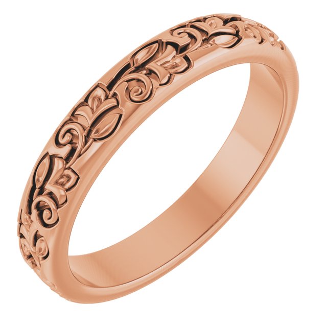 14k Rose 3 Mm Floral Band Size 7