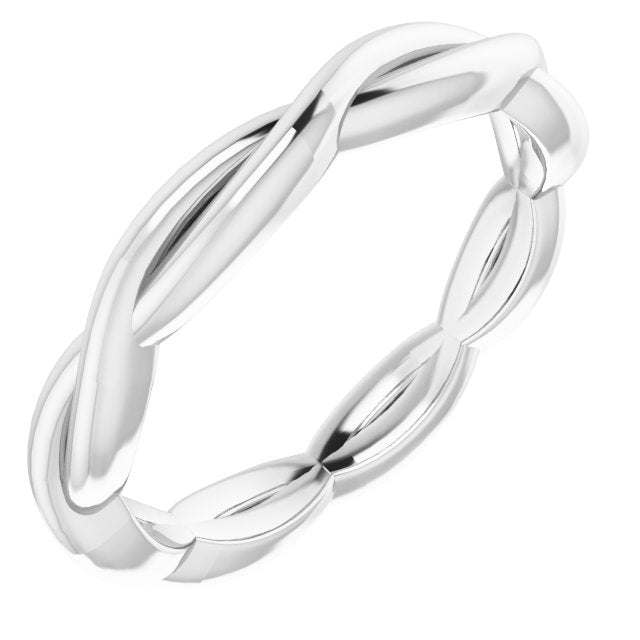 14k White 2.2 Mm Woven-design Band Size 4