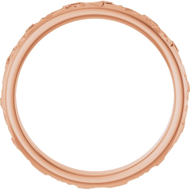 14k Rose 3 Mm Floral Band Size 7