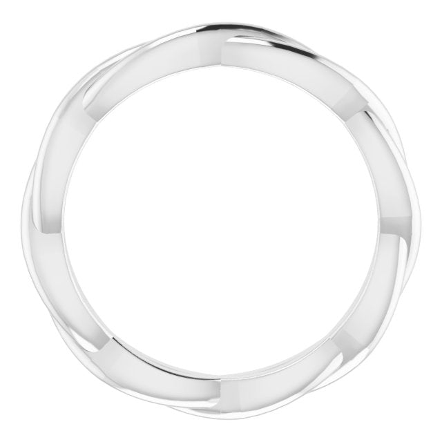 14k White 2.2 Mm Woven-design Band Size 4