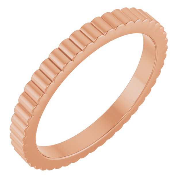 14k Rose 2.5 Mm Grooved Band Size 8