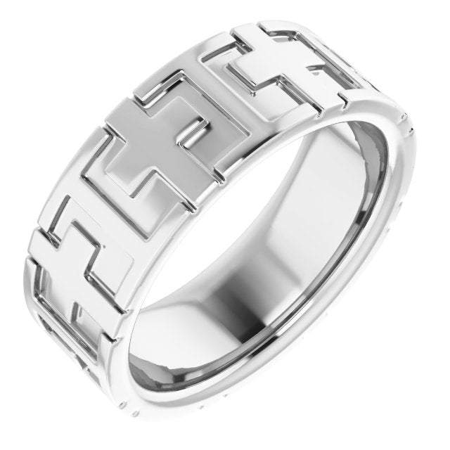 14k White 7 Mm Cross Band Size 7