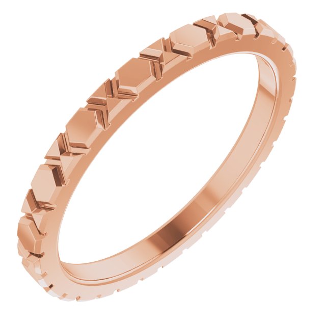14k Rose 2 Mm Geometric Band Size 7