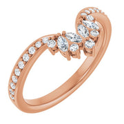 14k Rose 1/4 Ctw Natural Diamond Accented Contour Band