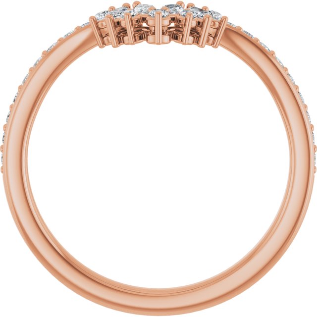 14k Rose 1/4 Ctw Natural Diamond Accented Contour Band