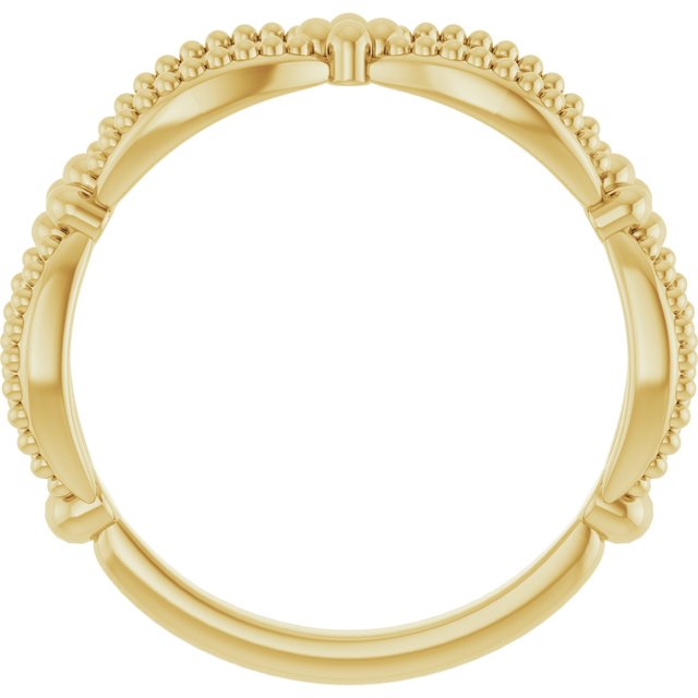 14k Yellow Beaded Stackable Ring
