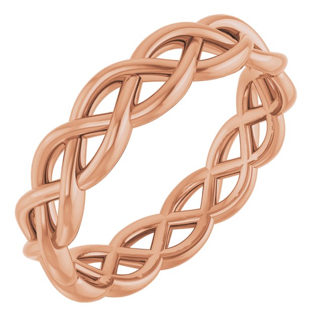 14k Rose 4.3 Mm Woven-design Band Size 7