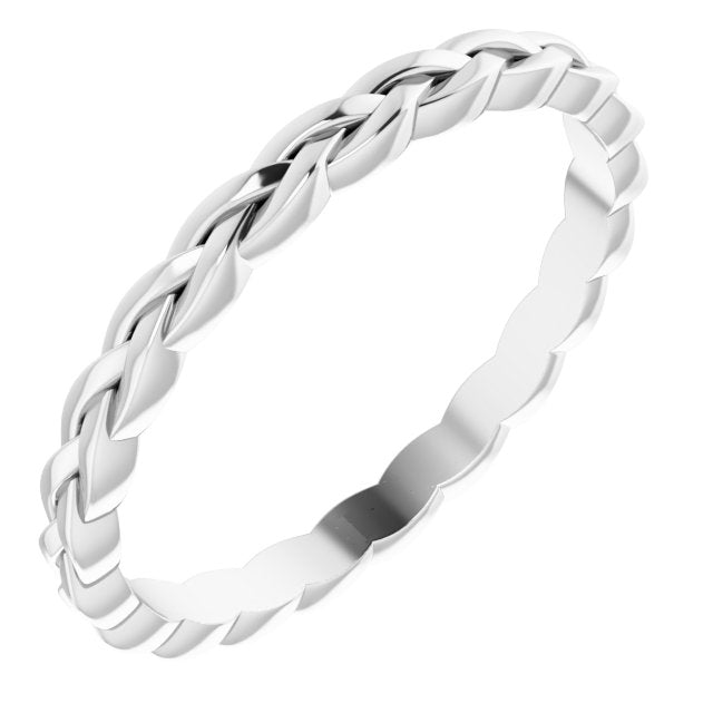 14k White 2 Mm Woven Band Size 9