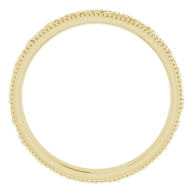 14k Yellow 3.2 Mm Floral-inspired Band Size 6.5