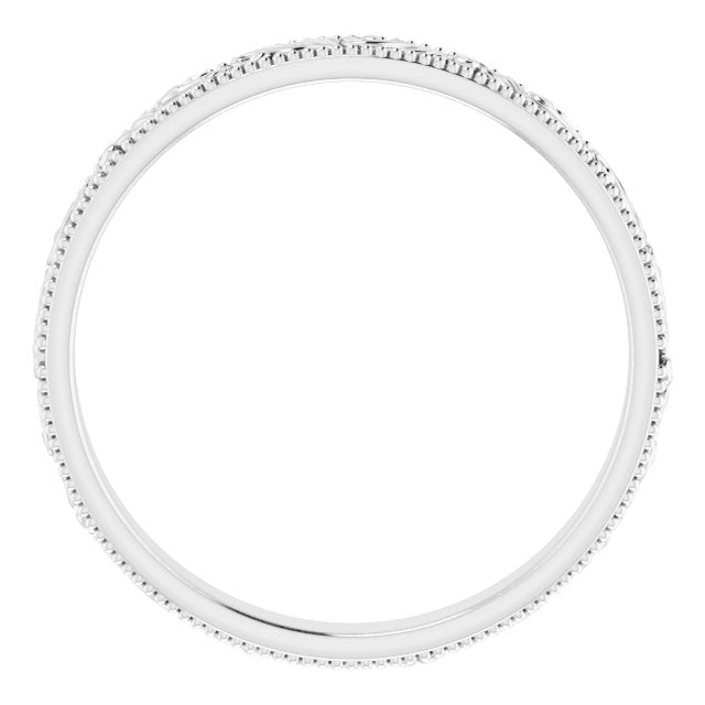 14k White 3.2 Mm Floral-inspired Band Size 9.5