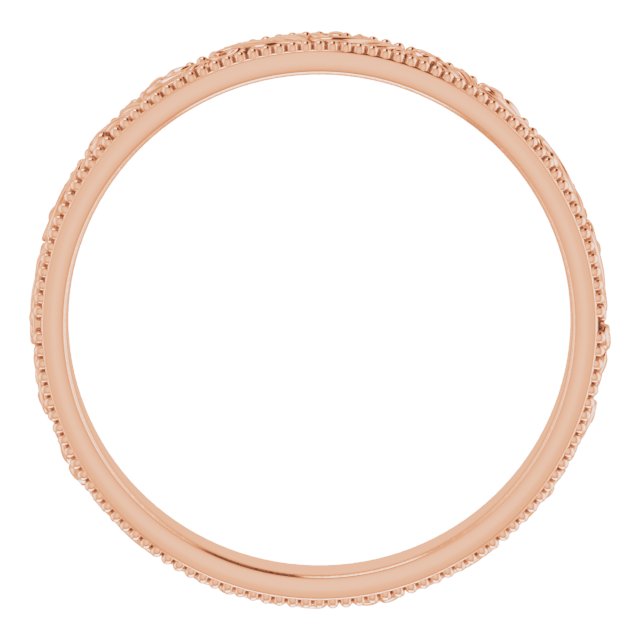 14k Rose 3.2 Mm Floral-inspired Band Size 9.5