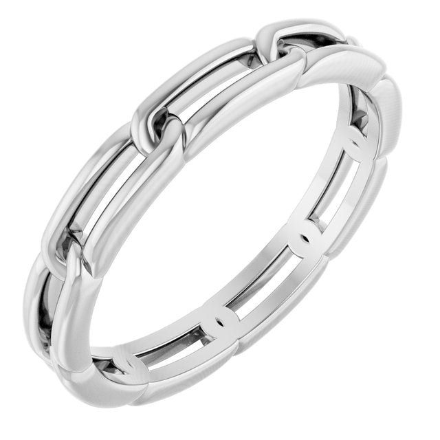 14k White 3 Mm Link Band Size 7