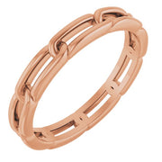 14k Rose 3 Mm Link Band Size 7