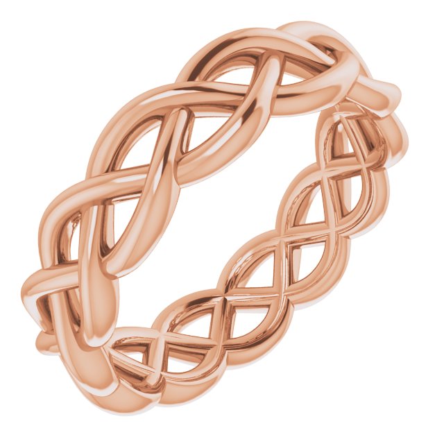14K Rose 4.3 mm Woven-Design Band Size 4